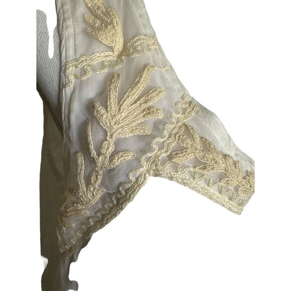 Anthropologie Meadow Rue Top XL Shirt Blouse White Embroidered Sleeveless NEW - Picture 3 of 14